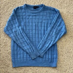 Izod Men’s Light Blue Grid-Pattern Crewneck Sweater